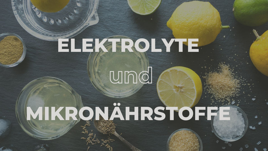 > Natürliche Quellen für Elektrolyte und Mikronährstoffe – Zitronen, Salz und Körner auf einem dunklen Untergrund